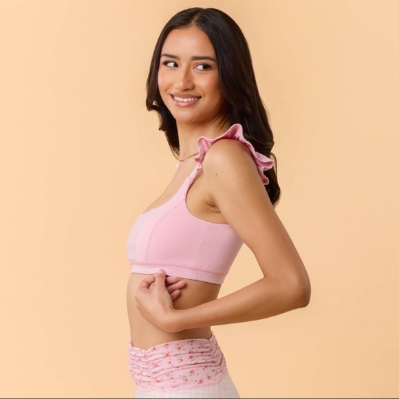 Blogilates Women's Ruffle Corset Sports Bra - Pink S - Picture 3 of 13